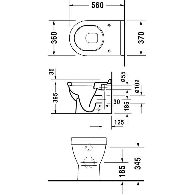 Duravit starck 3 gulvtoilet med p-lås 360x560mm wondergliss Duravit starck 3 gulvtoilet med p-lås 360x560mm wondergliss