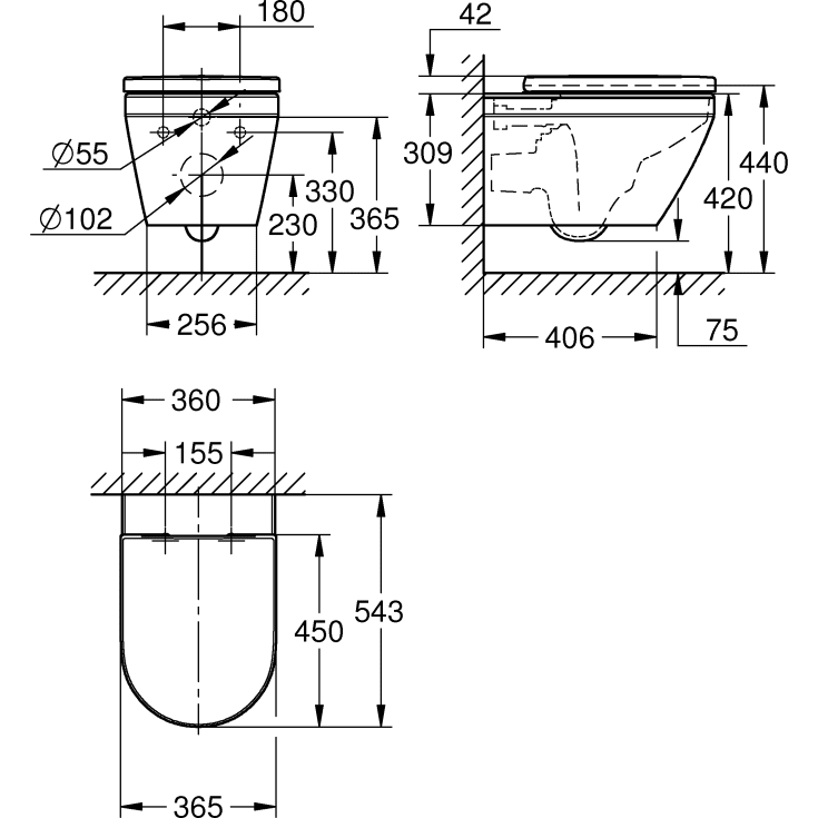 Grohe euro wc-set hængeskål & toiletsæde kantløs 54cm. Hvid Grohe euro wc-set hængeskål & toiletsæde kantløs 54cm. Hvid