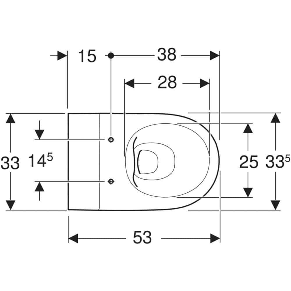 Geberit bambini væghængt toilet til børn, rimfree, til toiletsæde: t=53cm, hvid