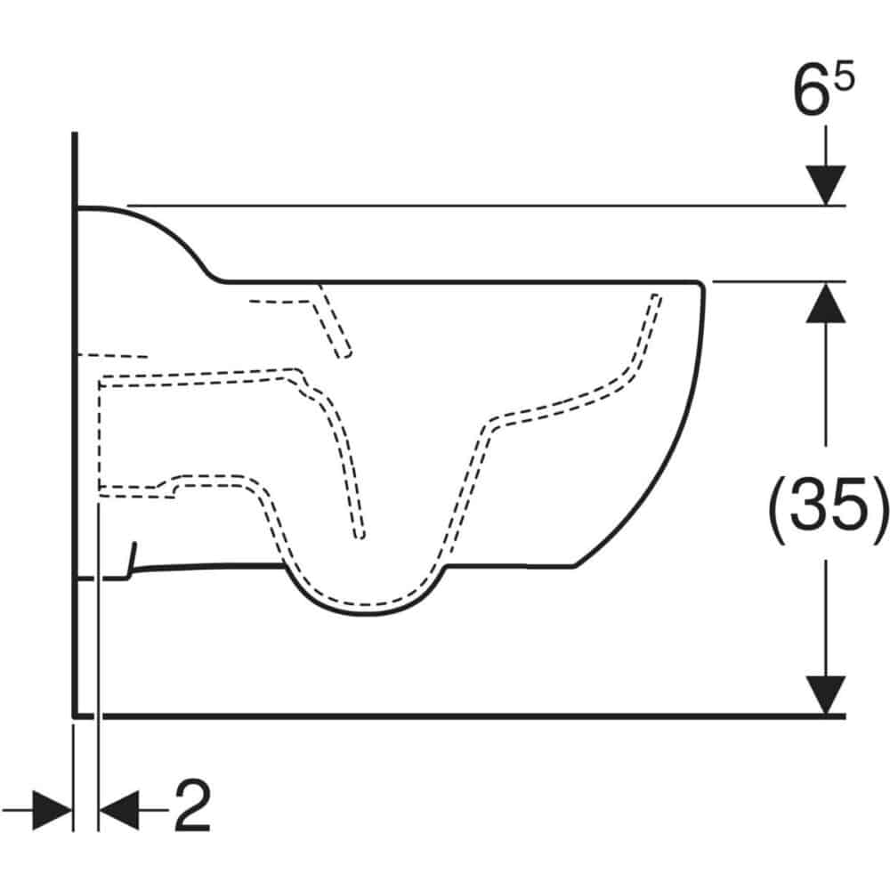 Geberit bambini væghængt toilet til børn, rimfree, til toiletsæde: t=53cm, hvid