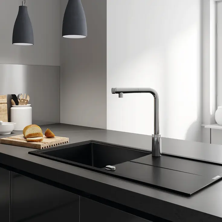 Grohe k400 vask 60 -c 100/50 1. 0 vendb sort granit Grohe k400 vask 60 -c 100/50 1. 0 vendb sort granit