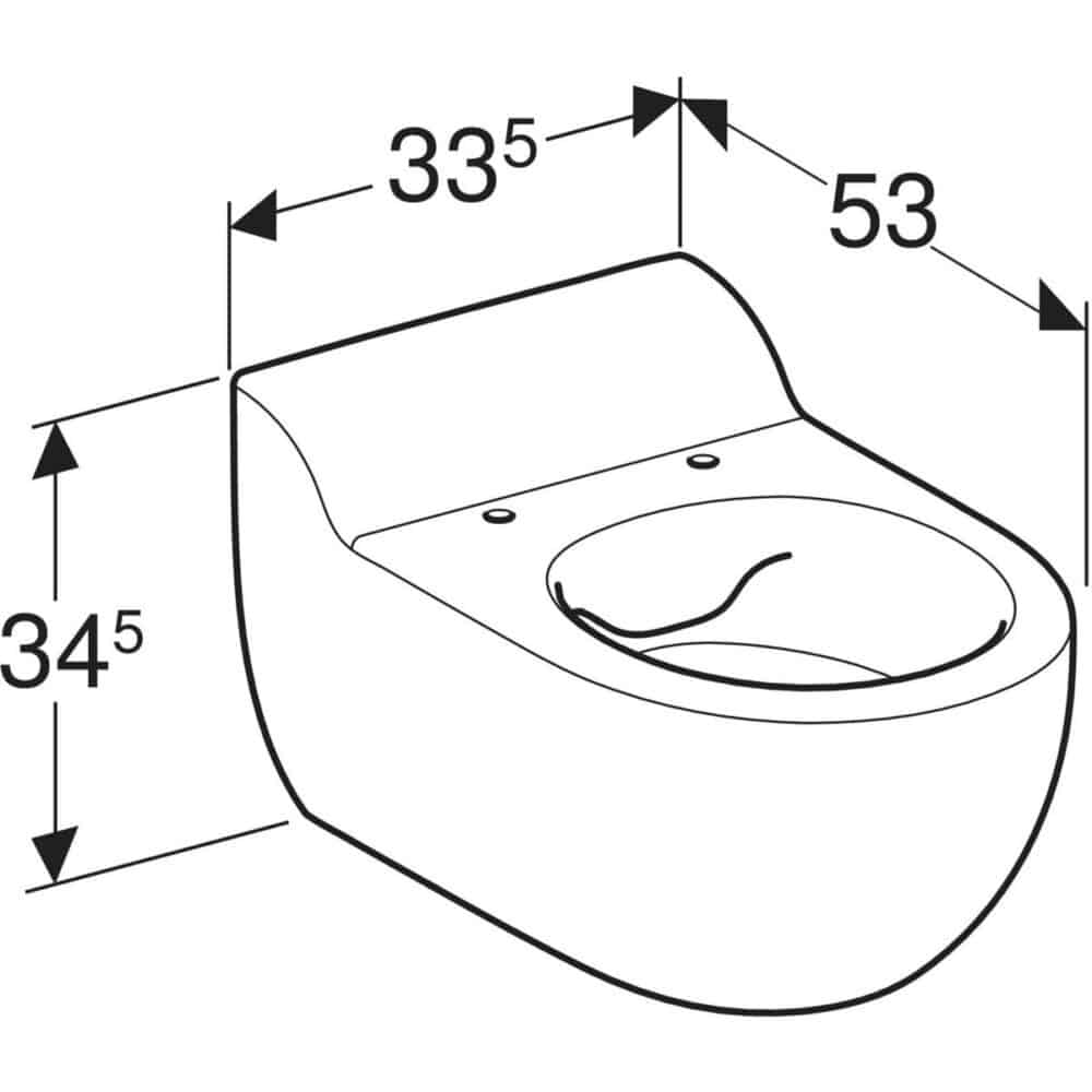 Geberit bambini væghængt toilet til børn, rimfree, til toiletsæde: t=53cm, hvid