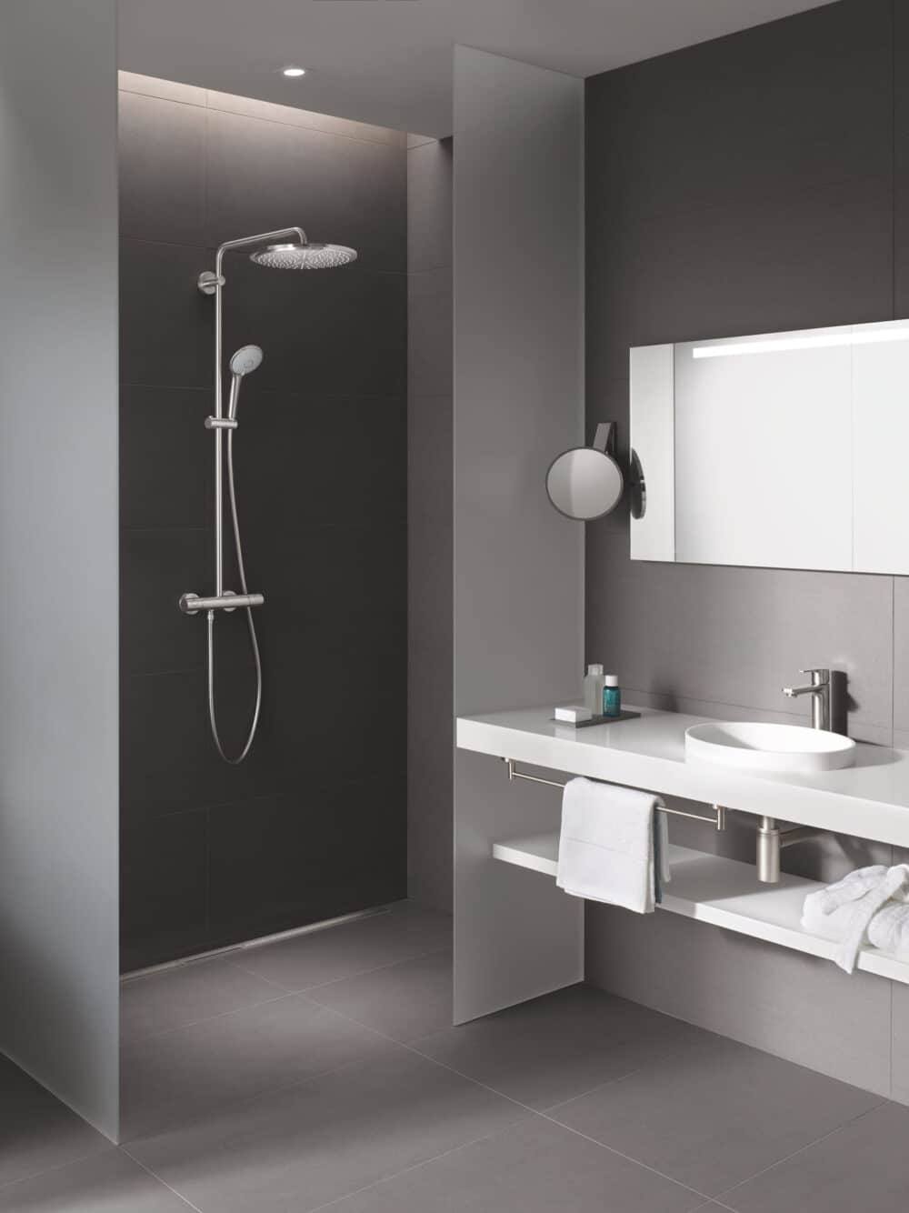 Grohe euphoria 310 brusesystem termostat til vægmontering, supersteel