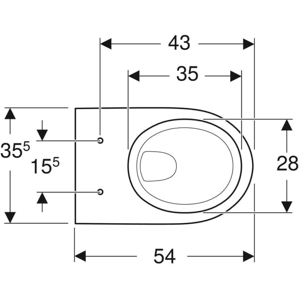Geberit renova hængetoiletskål 355x540x340mm t/indb. Cist hvid keratect