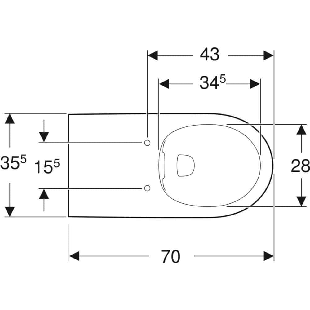 Geberit renova comfort hængetoiletskål 355x700x340mm rimfree hvid