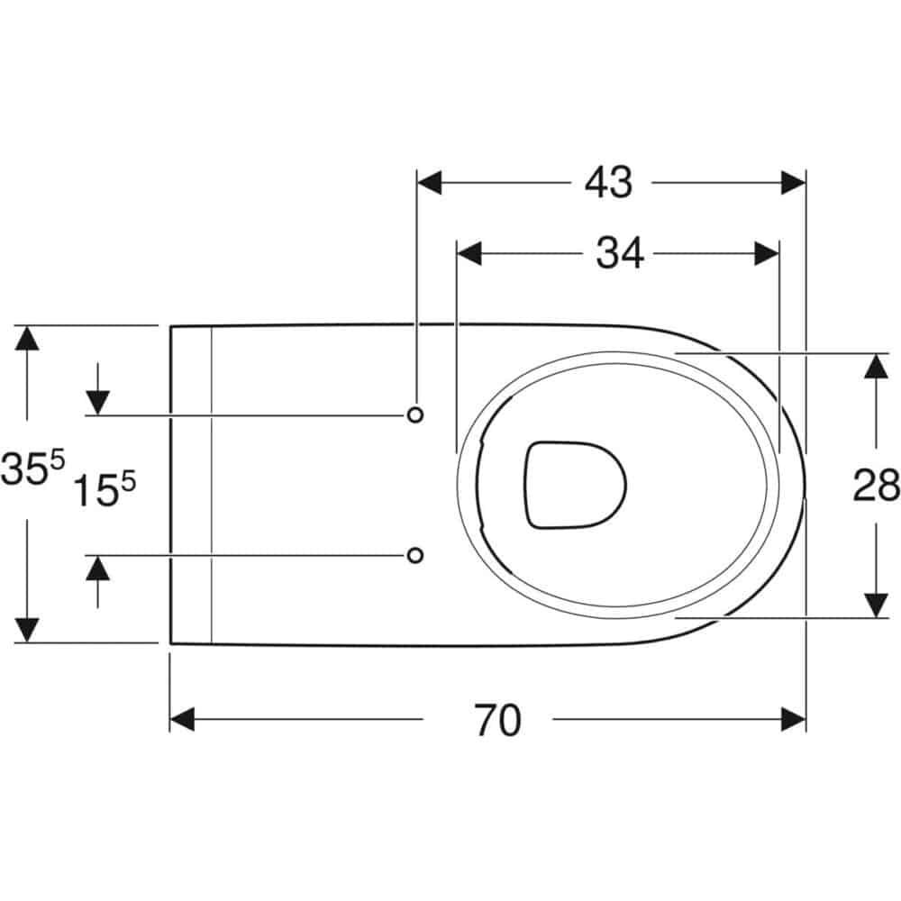 Geberit renova comfort hængetoiletskål 355x700x345mm t/indb. Cist hvid keratect