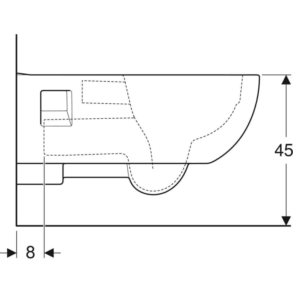 Geberit renova comfort hængetoiletskål 355x700x345mm t/indb. Cist hvid keratect
