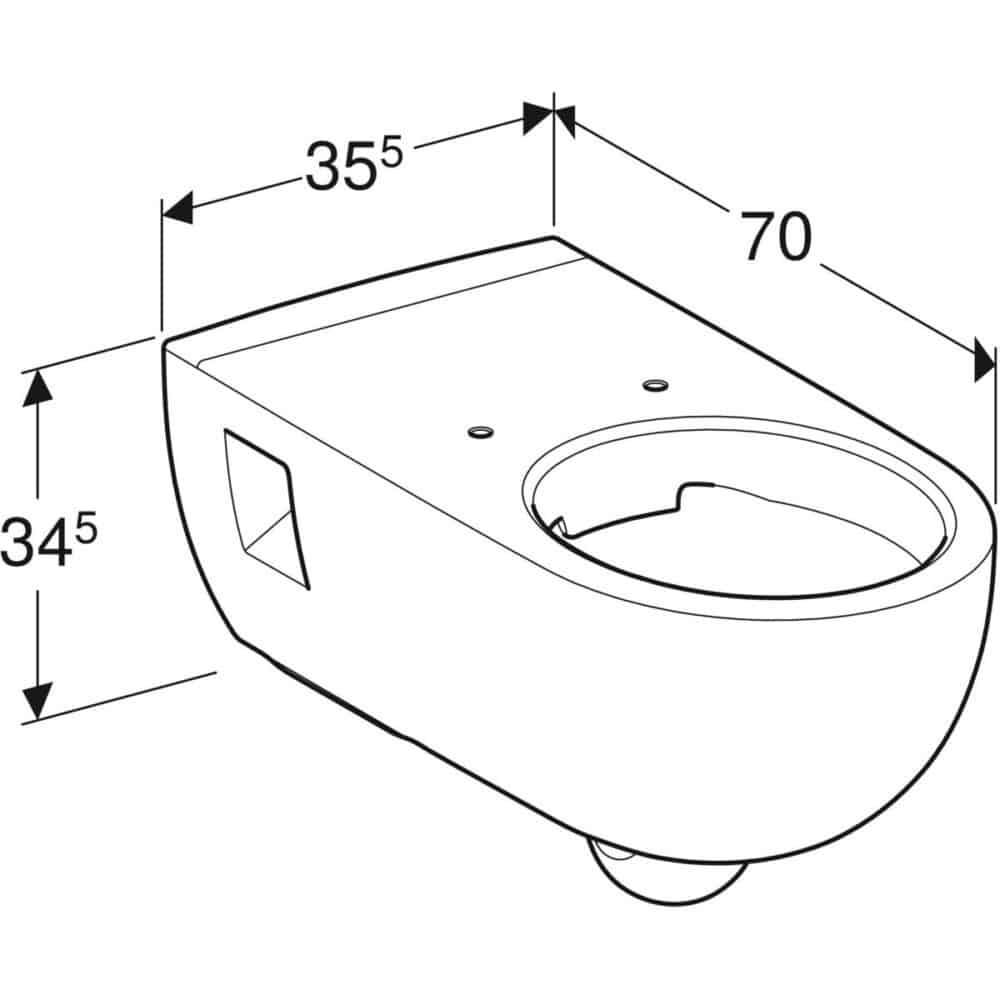 Geberit renova comfort hængetoiletskål 355x700x345mm t/indb. Cist hvid