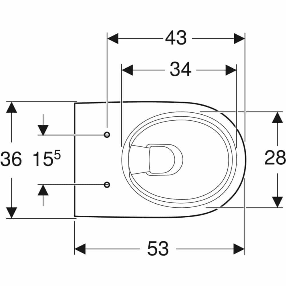Geberit renova hængetoiletskål 360x530x330mm t/indb. Cist hvid