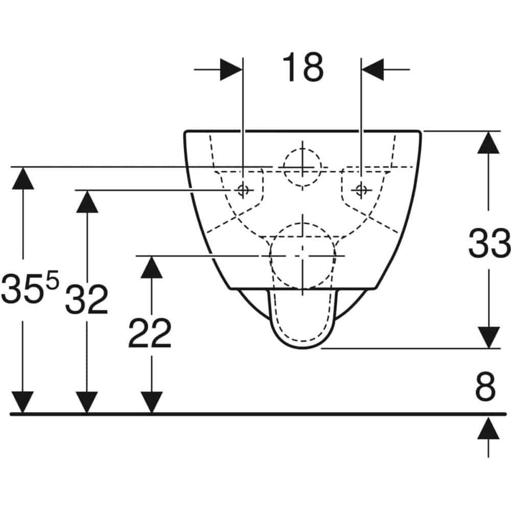 Geberit renova hængetoiletskål 360x530x330mm t/indb. Cist hvid