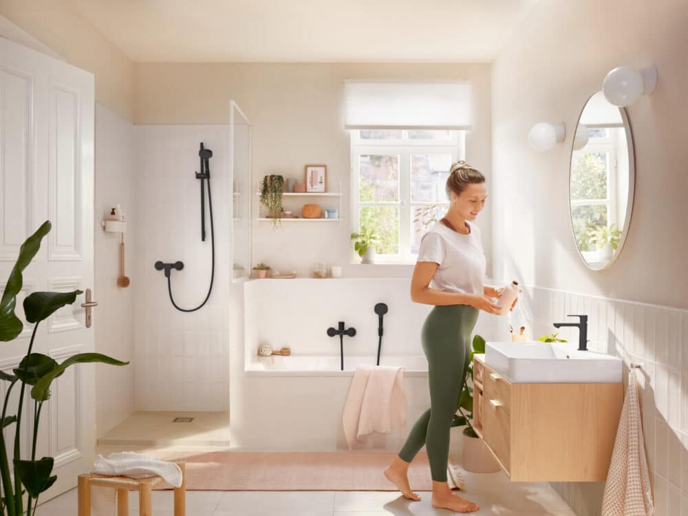 Hansgrohe rebris s 1-grebs kar-/brusearmatur, mat sort