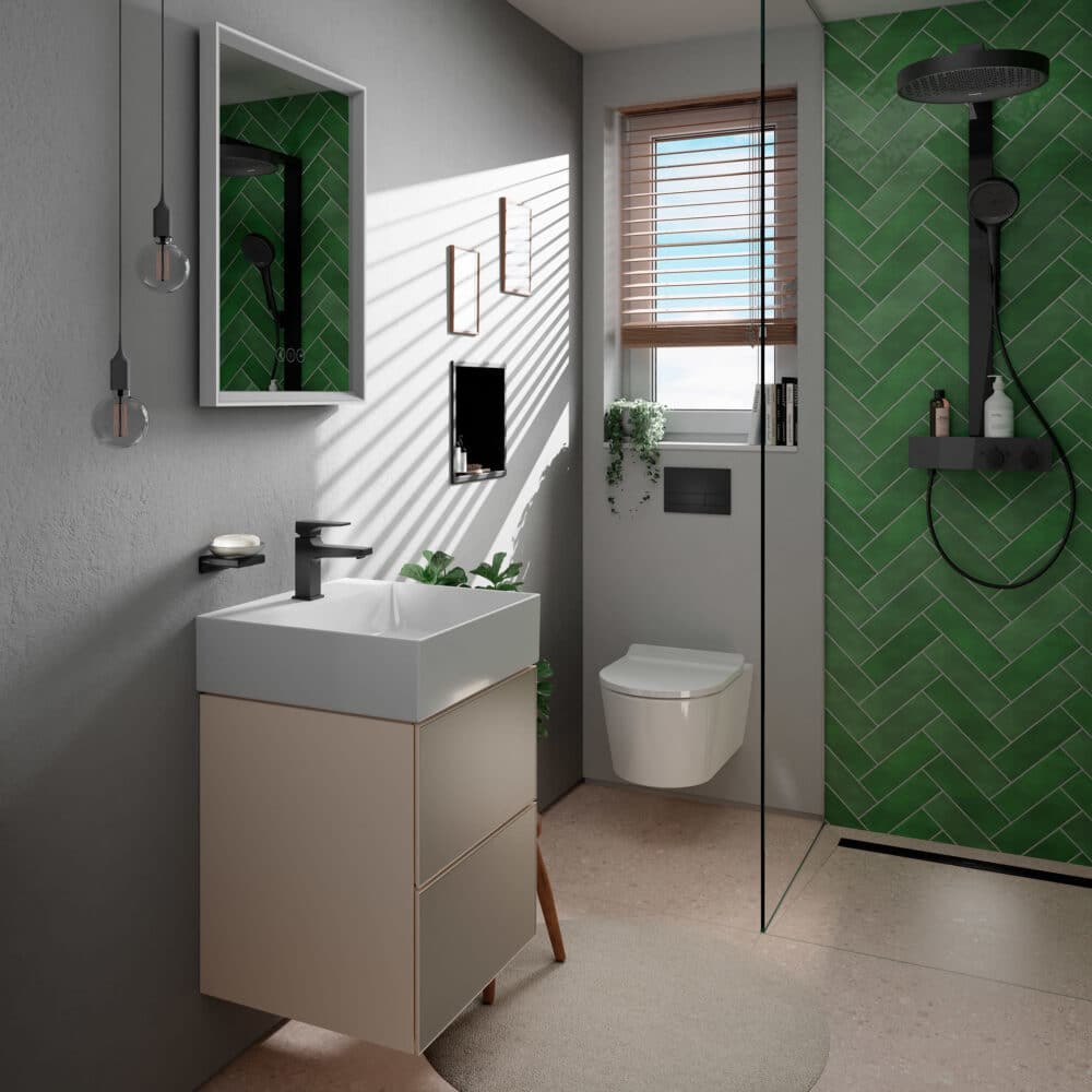 Hansgrohe elupura s væghængt toiletsæt 540 uden skyllerand med toiletsæde med låg,
