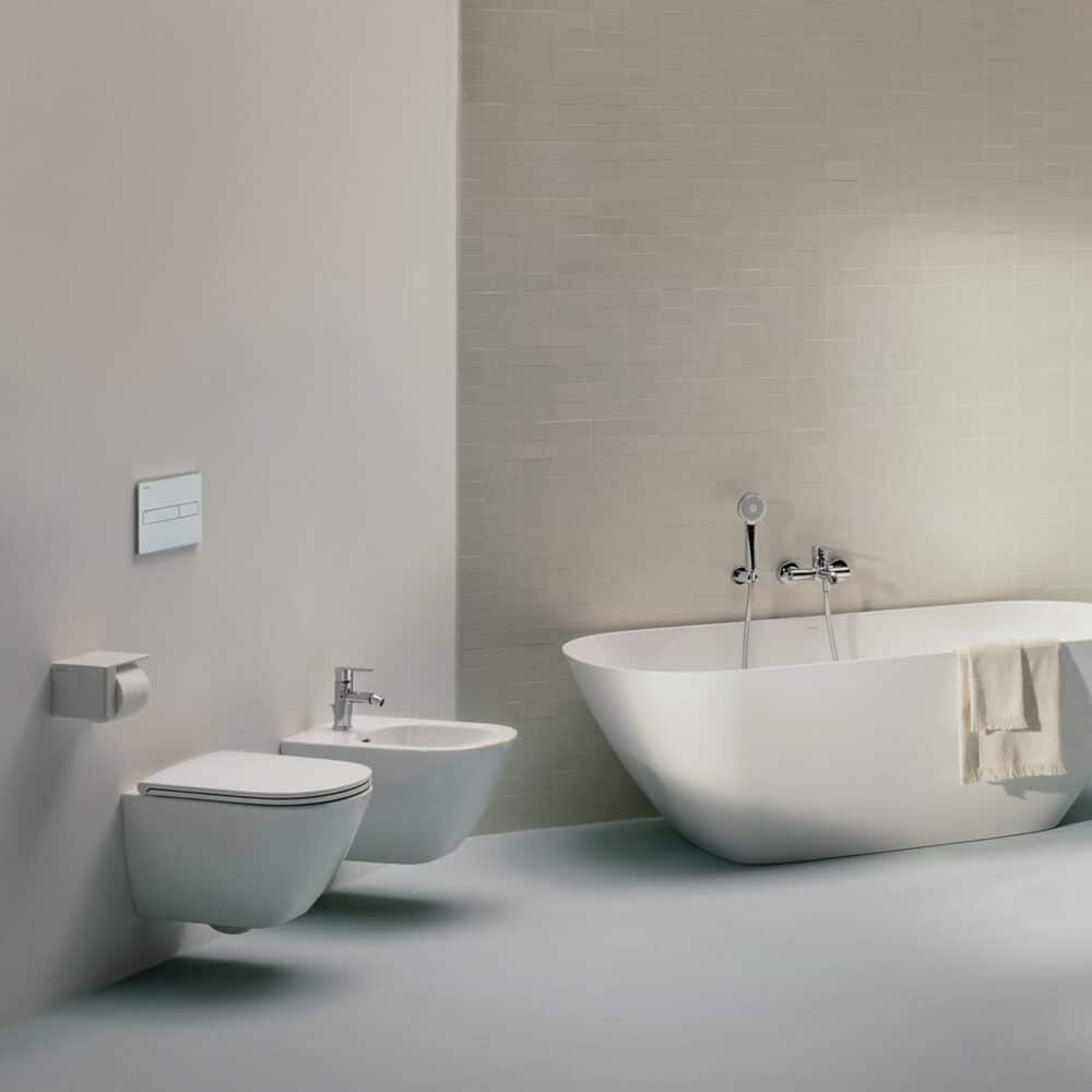 Laufen lua sampak hængeskål rimless & toiletsæde med quickrelease & softclose, hvid. Mål 52x36mm.