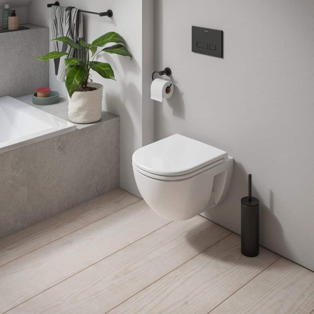 Duravit d-code vægtoilet 370 x 480 mm, rimless. Hvid højglans
