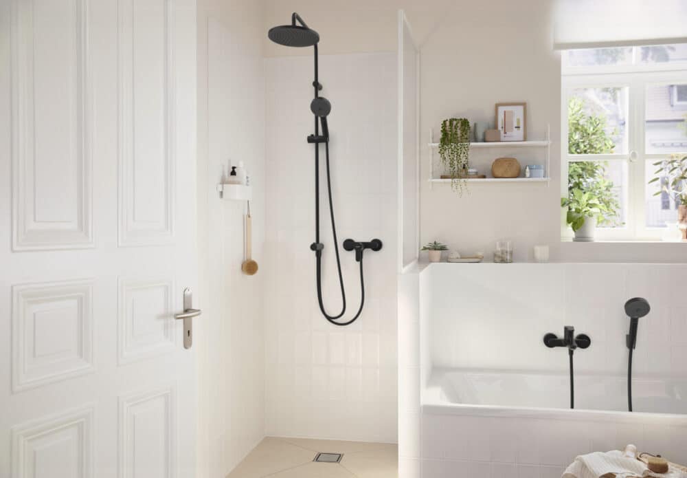 Hansgrohe rebris s 1-grebs kar-/brusearmatur, mat sort