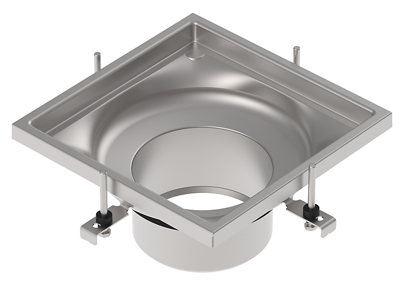 Blücher overdel Ø160/300x300mm. Med bærering. Til beton & fliser