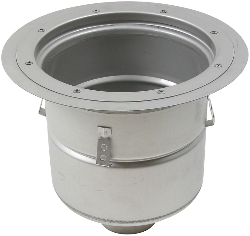 Blücher industri afløbskål med lodret Ø110 mm udløb, Ø332mm ramme. Til vinyl. Syrefast stål