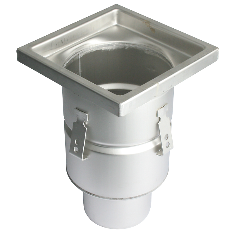 Blücher industriafløb lodret Ø110 mm udløb. Uden membran. Til gulv, beton & fliser. Rustfrit stål