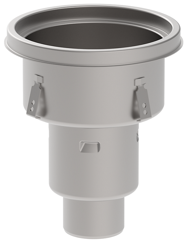 Blücher HYGIENICPRO medium industrigulvafløb lodret Ø110 mm udløb, Ø305mm ramme. Uden membran. Til beton, fliser & epoxy. Syrefast stål