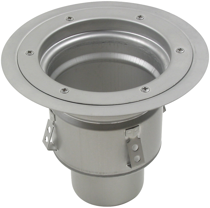 Blücher lav industriafløb lodret Ø110mm udløb, Ø200mm ramme. Til vinyl. Rustfrit stål