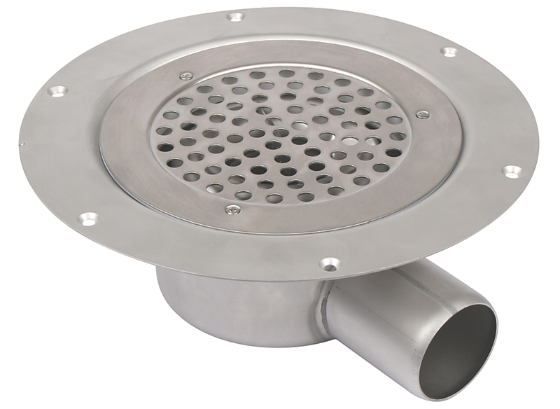Blücher CIRCLE gulvafløb med vandret Ø50 mm afløb samt indbygningsvandlås. Til vinyl. Rustfrit stål