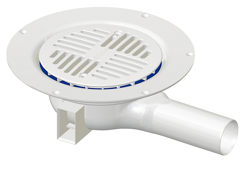 PURUS Mini Maxi gulvafløb til vinylgulv, vandret Ø40 mm udløb. Hvid PP