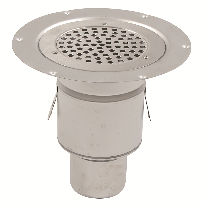 Blücher Circle gulvafløb med lodret Ø75 mm afløb. Til vinyl. Rustfrit stål