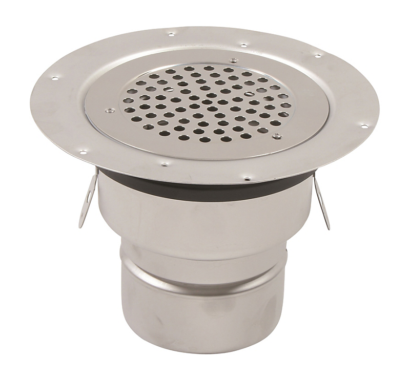 Blücher Circle gulvafløb med lodret Ø110 mm afløb. Til vinyl. Rustfrit stål