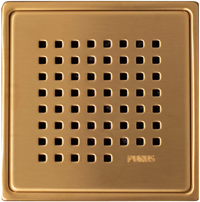 Purus CHESS rist/ramme 150x150mm. PVD coated. Rustfrit stål/Messing farvet