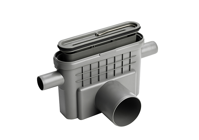 Unidrain Udløbshus Ø75 mm vandret med 2xØ32 mm sideudløb. Inkl. Vandlås