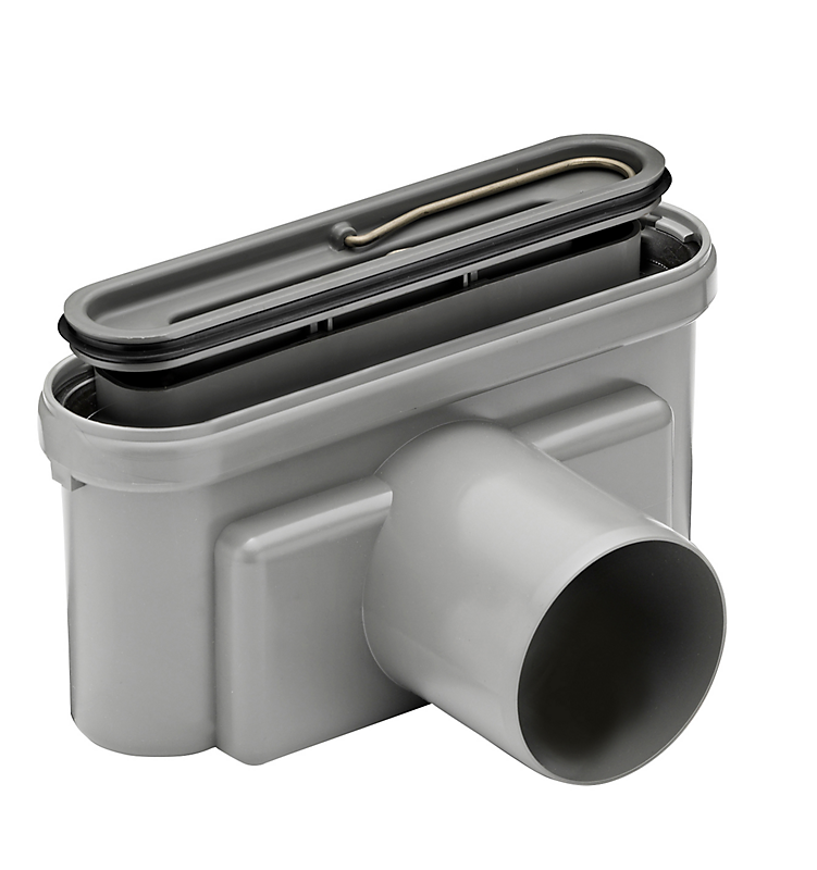 Unidrain udløbshus Ø75 Vandret. inkl. optagelig vandlås