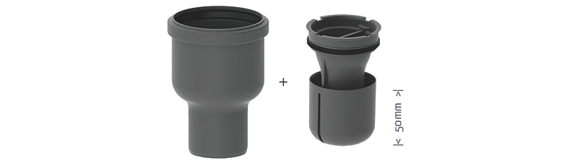 Unidrain Udløbshus Ø75 mm lodret med vandlås. Til hjørne