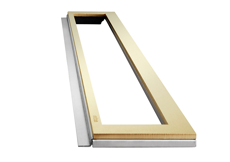 Unidrain HighLine ramme 700 mm, H 12 mm. Rustfrit stål/Messing