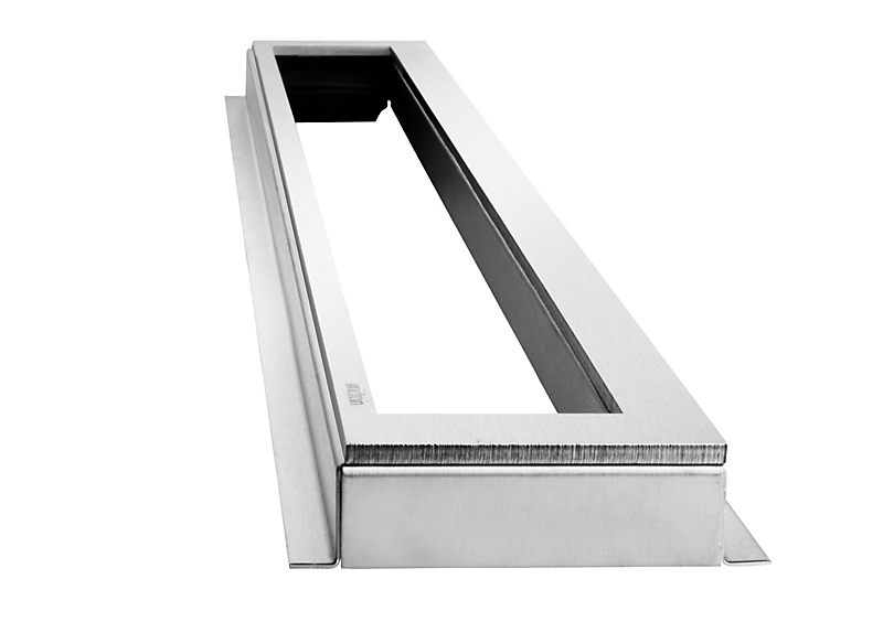 Unidrain Highline ramme, fritliggende. 800 mm, H 25 mm. Rustfrit stål