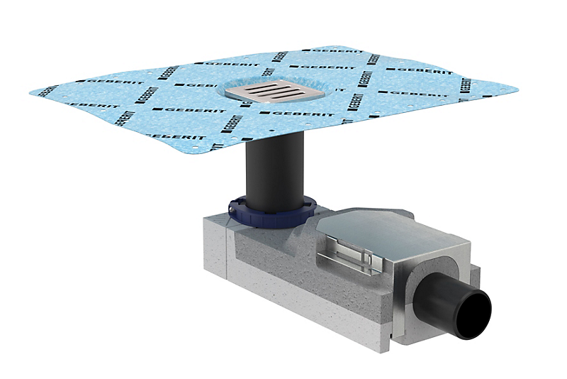 GEBERIT gulvafløb til brusenicher, til betonhøjde ved indløb 90-200 mm