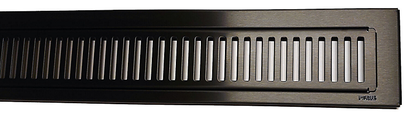 PURUS Line RIB ramme og rist 800mm. Sort, PVD behandlet. Rustfrit stål