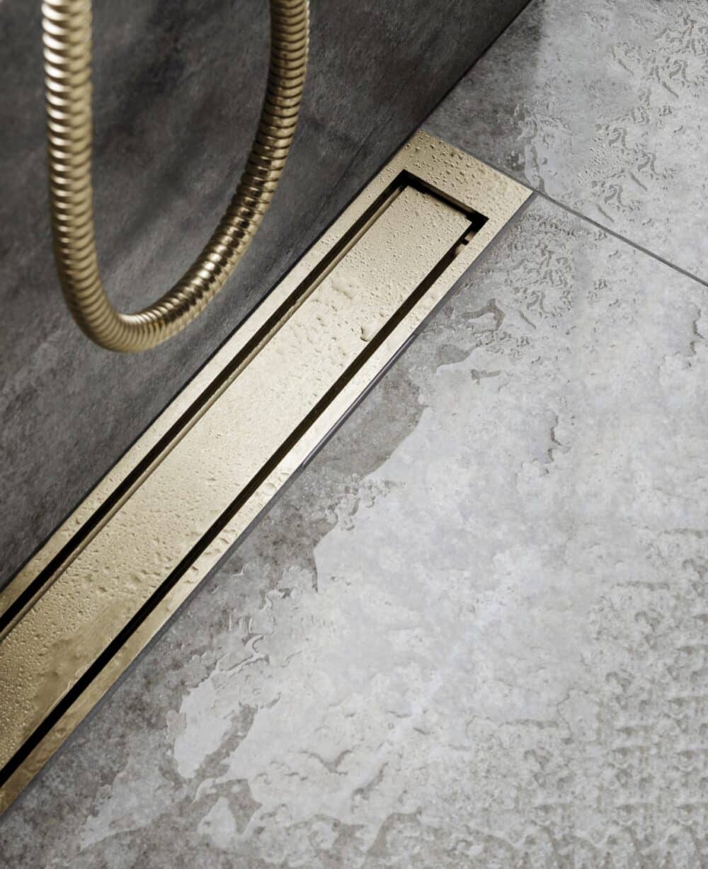 Unidrain highline ramme 900 mm, h 10 mm. Rustfrit stål/messing