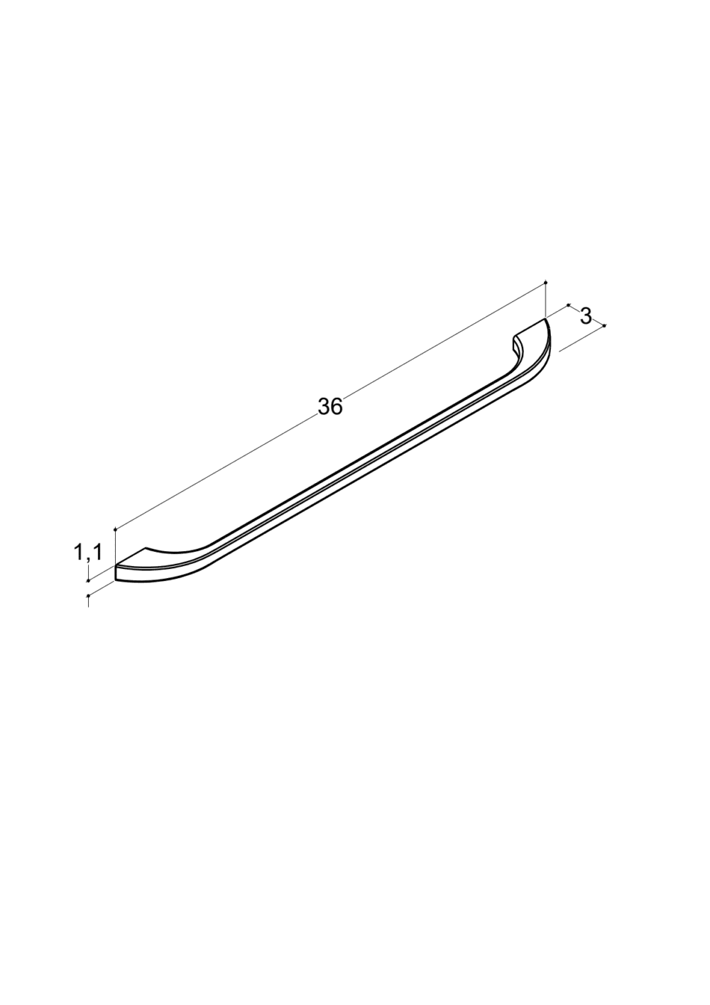 Dansani greb slim blank krom l:360mm c:320mm