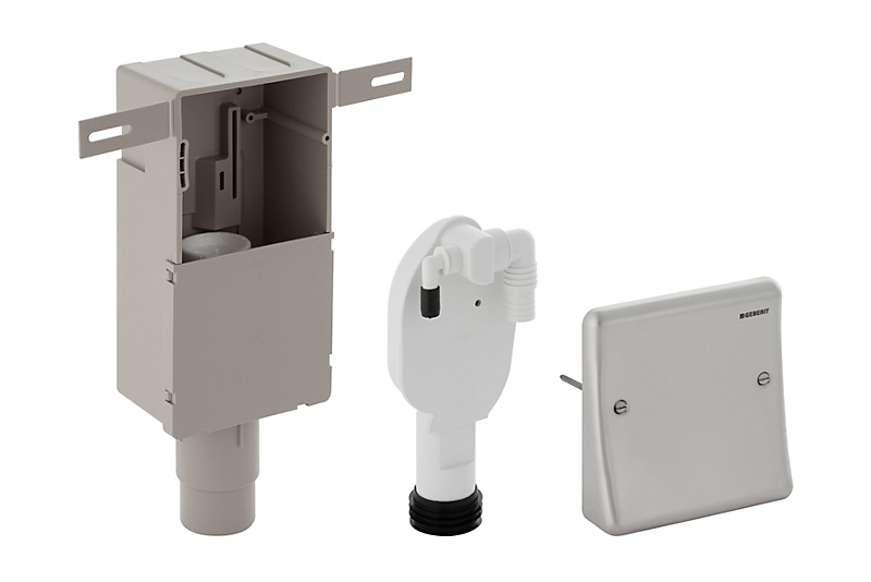 GEBERIT indbygningsvandlås til enheder med to tilsl. Ø50-56mm. Evt. til vaskemaskine