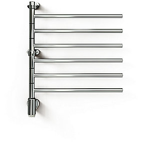 Kriss Flex 1 Elektrisk håndklædevarmer 550 x 685 mm. Med 6 arme, timer & APP. 60 Watt. Krom