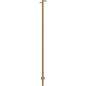 Kriss Uno Elektrisk håndklædetørrer 1480x30mm, med 4 kroge, rustfrit stål, børstet messing/guld