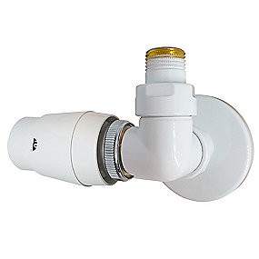 Kriss Corner RTL ventil 1/2''. Vinkelløbende ventil med returtermostat, venstre. Hvid