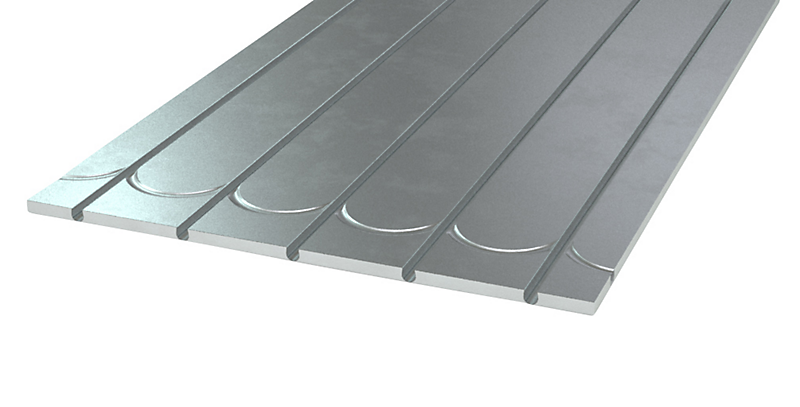 gulvvarmeplade til 12 mm 1175x750x13 mm +vendespor og alu. varmefordeling CC 125 mm