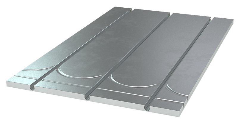 gulvvarmeplade 16 mm 1175x750x25 mm + vende og retur spor og alu. varmef. CC 150