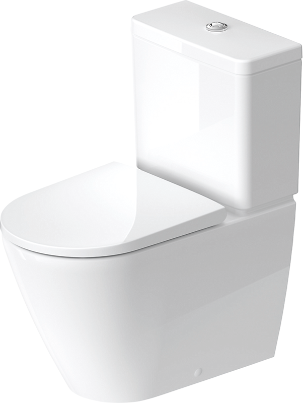 Duravit D-Neo toiletskål 650mm 370x400x650mm skjult P-lås, hvid højglans, åben skylle-rand, uden cisterne