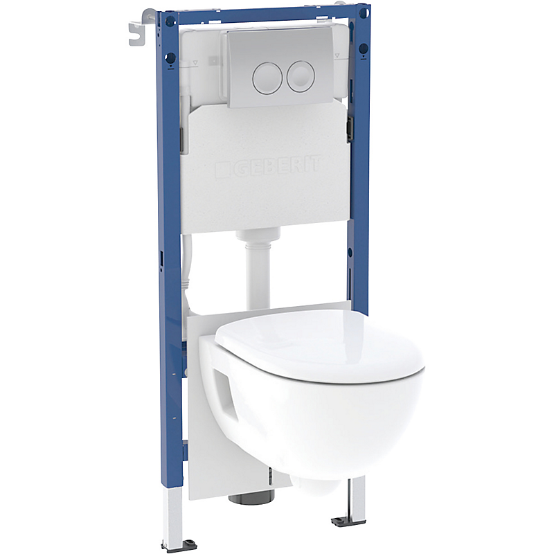 GEBERIT Renova sampak hængetoilet/toiletsæde med Delta indbygningscisterne, Delta25 hvid trykplade