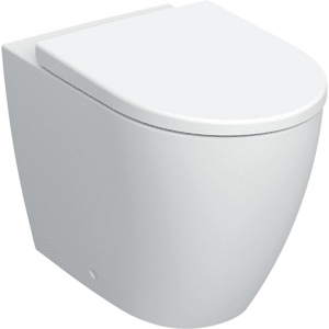 GEBERIT iCon gulvstående toilet, back-to-wall. Mat hvid med mat hvidt toiletsæde.