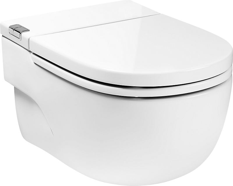 Roca in-tank væg toilet med integreret cisterne. Med I-beslag. Med softclose sæde. kræver strøm