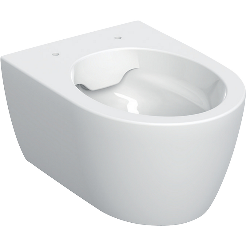 GEBERIT iCon væghængt toilet, kompakt, skjult montering, Rimfree: T=49cm, Hvid / KeraTect
