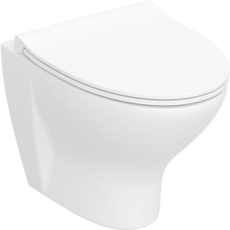 Ifø Spira Style hængetoiletskål med sæde 350x505x370mm Rimfree hvid